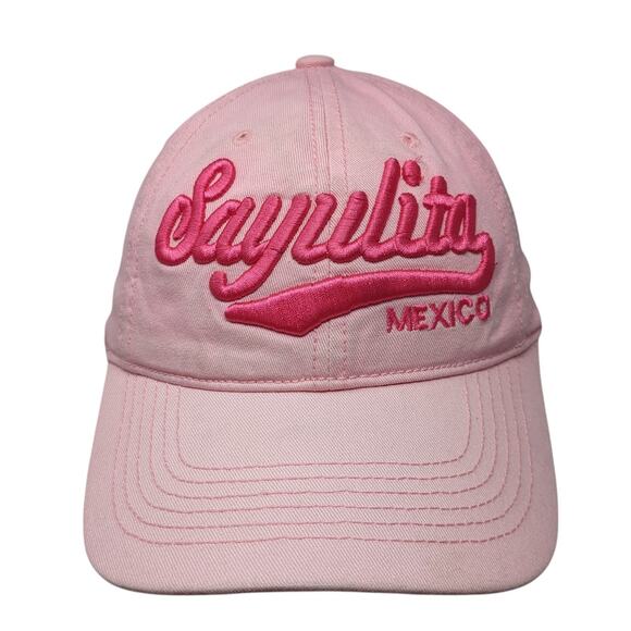 Sayulita Mexico Slideback Hat Pink One Size Adjustable Embroidered - Picture 1 of 10